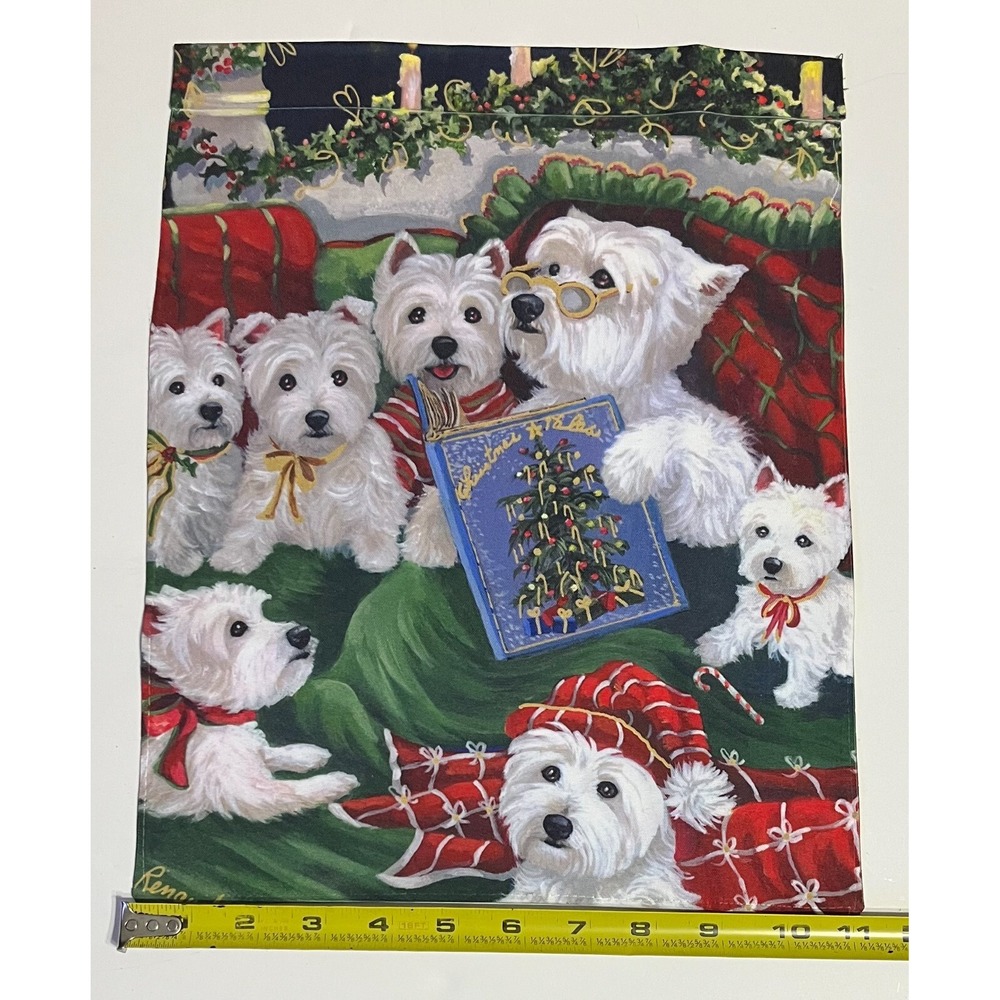 Westie West Highland Terrier Christmas Reading Books Garden Flag Dog Xmas Gift - Picture 4 of 4